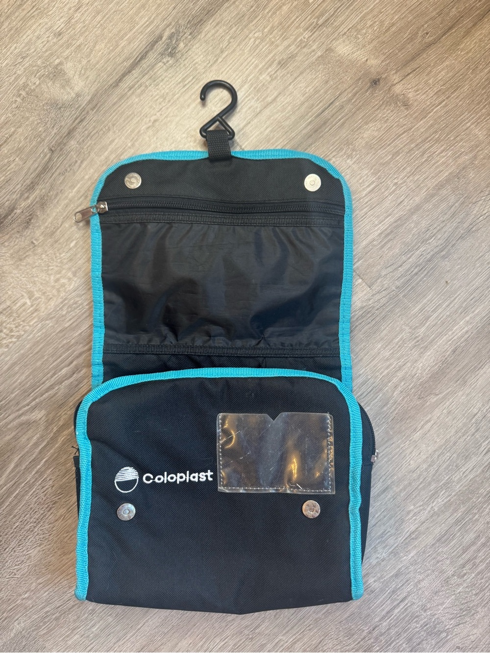 Coloplast Black and Teal Hanging Toiletry Organizer Bag